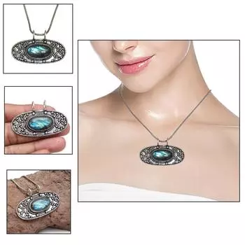 Серебряное ожерелье с гранатом и драгоценными камнями, лабрадоритом, ювелирные изделия ручной работы