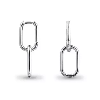 Silver Gold Double Oval Earrings Double Oval Square Hoop Earrings Hot Hoop Earrings for Women серебряный