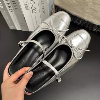 Silver half-drag inner height increase 5cm shell style Mary Jane small fashion height increase single shoes 34