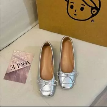 Silver half-drag inner height increase 5cm shell style Mary Jane small fashion height increase single shoes 34