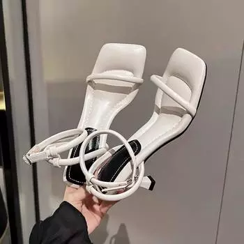 Silver high heels women s stiletto 2024 summer new with skirt French word with Roman sandals women s shit feeling 34