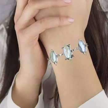 Silver Lace Blue Bracelet Sterling Agate Gemstone 7-8 Cuff Agate, Topaz