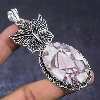 Silver Leaf Jasper Gemstone 925 Steling Silver Jewelry Pendant 3.27 T3r16