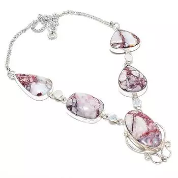 Серебряное листовое яшмовое ювелирное ожерелье из стерлингового серебра 925 пробы 18 дюймов w1A18 розовый