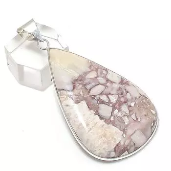 Silver Leaf Jasper Gemstone Handmade 925 Sterling Silver Pendant 2.36 u7w85