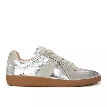 ~ Silver made old cowhide flat floor shoes retro casual sports outdoor student girl 35