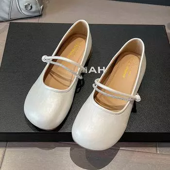 Silver Mary Jane small leather shoes women s new summer beautiful skirt flat bottom shallow mouth evening single shoes 35