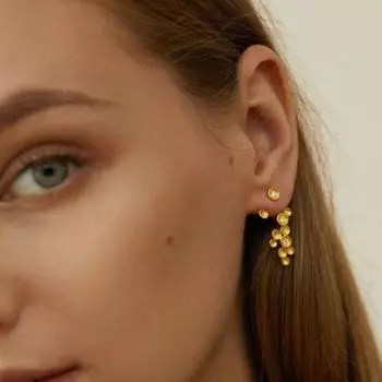 Silver Metal Earrings Golden Ear Drop Polka Dot Dangle Earrings Formal Wear серебряный