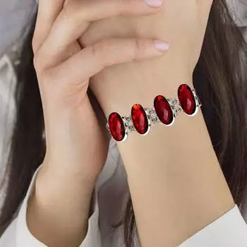 Серебряный браслет из мозамбикского граната с драгоценными камнями, ручная работа, 7-8 дюймов, ювелирные изделия