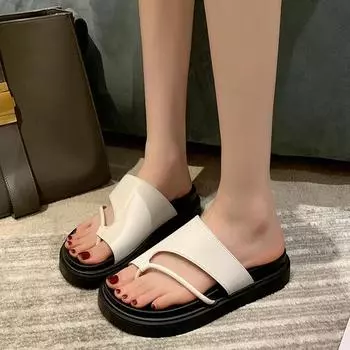 Silver muffin thick-soled fashion toe slippers women s summer wear 2024 new set of toe soft-soled beach cool slippers 35 чёрный