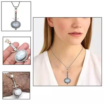Silver Necklace Moonstone Gifted Rainbow Jewelry Pendant Gemstone 18