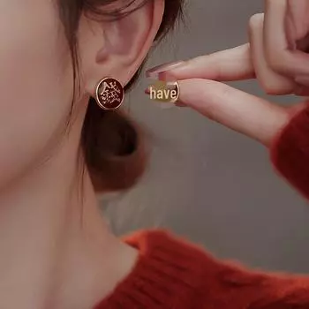 Silver Needle Ankola Red Oil Drop Retro New Year Earrings - Luxurious Fashion Statement silver needle-gold красный