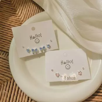 Silver Needle Blue Cat s Eye Bowknot Earrings: Simple, Versatile, Trendy