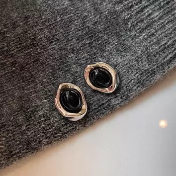 Silver Needle Natural Black Agate Minimalist Easiest for Match Delicate Earrings Female Classy Light Luxury Minority Fancy Earrings Eardrops Black Onyx stud earrings