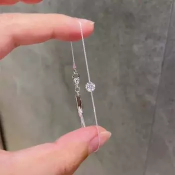 Silver Pink Zircon Small Flower Carrying Strap Minimalist Gold Feeling Accessible Luxury Easiest for Match Exquisite Very Fine Twin Bracelet for Women