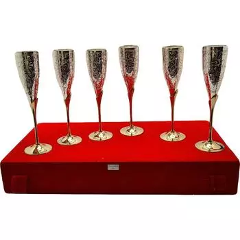 Silver Plated Brass Wine Goblet/Wine Glasses Set (Set of 6 Wine Glass)