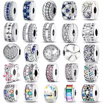 Посеребренная застежка с фианитами и подвесками-подвесками в виде ромашек, фиксатор для цепочки безопасности, подходит для оригинального браслета, зажим для украшений