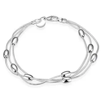 Silver Plated Three-Line Bead Bracelet Korean Fashion Trend Exquisite Bracelet Women s Silver Jewelry Bracelet