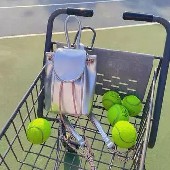 Silver Powder Contrasting Backpack Bark Pattern Mini Chain Bag Mobile Phone Backpack Niche Simple Casual Backpack 21*3*15 серебряный