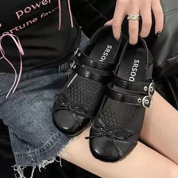 Silver retro round head light mouth flat-soled single shoes women s new summer soft-soled ballet Mary Jane shoes 35