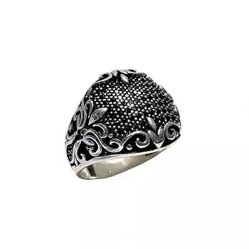 Silver Ring with Black Zircon Stone 240054342G10Y