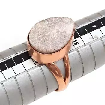 Silver Shine Drusy Gemstone Handmade Unisex Silver Jewelry Ring 8.5