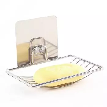 Silver Sponge Stainless Steel Drain Rack Wall Suction Cup Storage Rack Soap Holder Bathroom Accessories Shower Tray