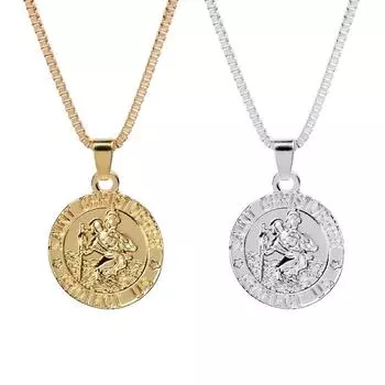 Серебряное ожерелье с подвеской в виде святого Христофора, религиозная цепочка с изображением святого покровителя золотой