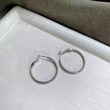 Silver Stylish Classy Female Best Selling Exaggerated Simple Bracelet 3cm plain hoop earrings