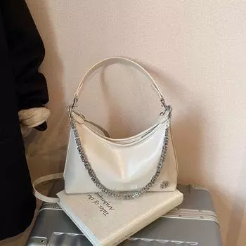 Silver Underarm Bag Women s 2025 New Arrival Summer Tote Bag Large Capacity Classy Sentong Qin Shoulder Messenger Bag White