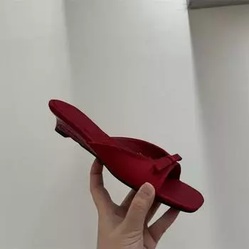 Silver wedge heel French small cool slippers fairy shoes new summer fashion outer wear low heel niche flat sandals 35 чёрный