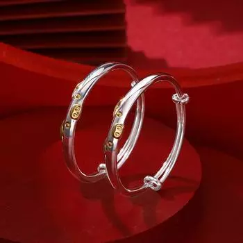 Silver World S999 Полный серебряный детский браслет для мужчин и женщин, Серебряный браслет со свиньей по китайскому зодиаку для подарка на день рождения в полнолуние Adjustable size