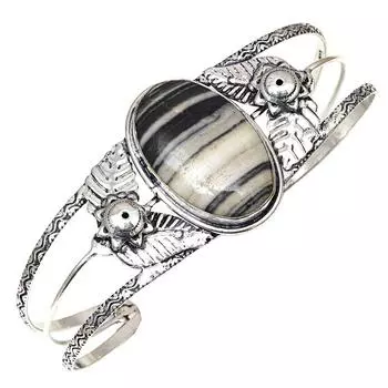 Silverleaf Jasper Gemstone Handmade Silver Jewelry Cuff Bracelets 7 Adjustable