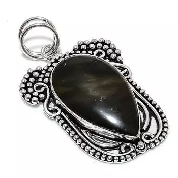 Silversheen Obsidian Gemstone Handmade 925 Sterling Silver Pendant 2.44 E2d17