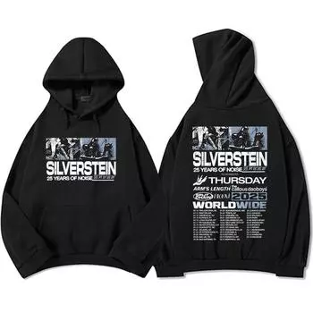 Silverstein 25 Years of Noise Tour Толстовки Heavy Mental Fashion Зимние толстовки Хип-хоп Унисекс Уличная одежда XS чёрный