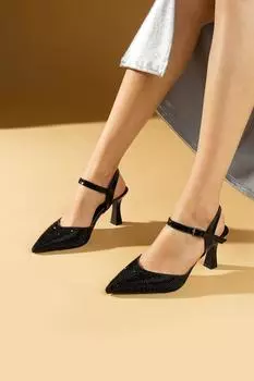 Silvery Stone Detailed Heeled Women s Shoes 64-064-24Sim