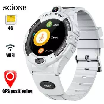 SIM 4G Call Smart Watch Умные часы для взрослых и детей GPS-позиционирование WIFI Соединение Видеозвонок 4G SIM-карта SOS для мальчиков и девочек Водонепроницаемые смартфоны белый