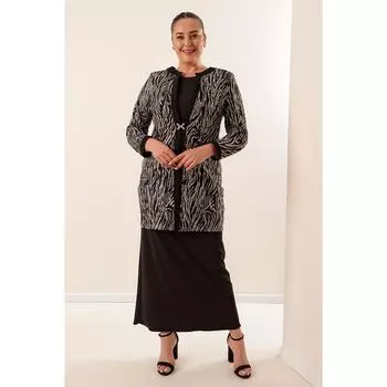 Sim Sequin Jacket Длинное платье из лайкры Плюс размер Костюм из 2 предметов