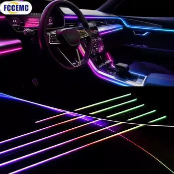 Симфония Автомобильный Ambient Light 18 в 1 64 Цвет RGB APP Control Внутренний акриловый направляющий светодиодный светильник Декоративная атмосферная лампа
