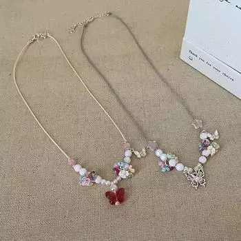 Симфония дофамина, прозрачная бабочка, плетеная веревка, ожерелье, женская, милая, индивидуальная, модная, универсальная, цепочка на шею, цепочка на ключицу