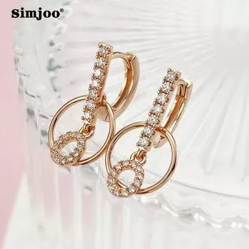 SIMJOO Advanced Feel круглые серьги с цирконием женские модные серьги цвета розового золота