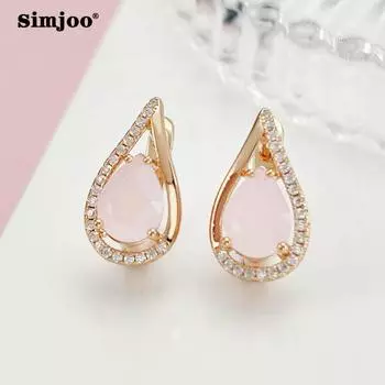 SIMJOO Циркон Женская мода Щедрый простой дизайн Серьги из натурального камня