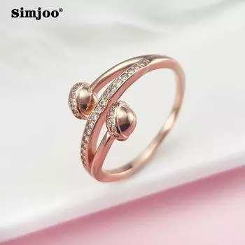 SIMJOO Цирконовое кольцо Женское модное индивидуальное кольцо с двойным шариком и кристаллами 6