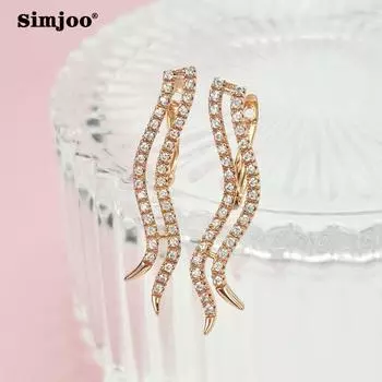 SIMJOO Цирконовые геометрические серьги Женские серьги-гвоздики цвета розового золота