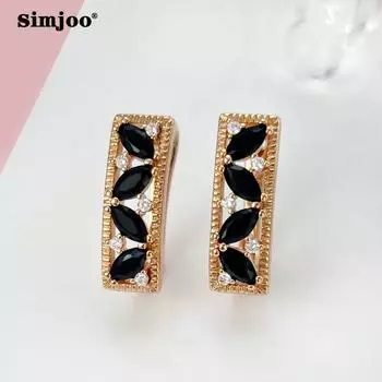 SIMJOO Цвет розового золота Простые стильные серьги с цирконом для женщин