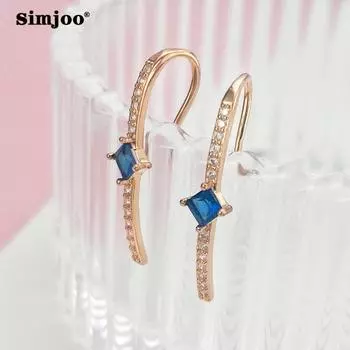 SIMJOO Длинные серьги с цирконием, стильные темпераментные ювелирные изделия в форме ромба, геометрические серьги для женщин синий