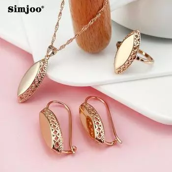 SIMJOO Fashion Gloss Hollow Out High Class Ожерелье Кольцо Ожерелье Набор 6