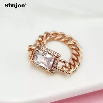 SIMJOO Fast Циркон Кольцо Хип-Хоп Кубинская Цепочка Личное Кольцо 5