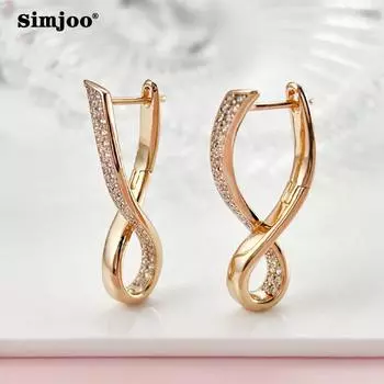 SIMJOO геометрические квадратные серьги с цирконом, цвет розового золота, французские серьги, ювелирные изделия премиум-класса
