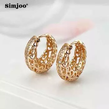 SIMJOO геометрические серьги с волнистым цирконом, индивидуальная полая резьба